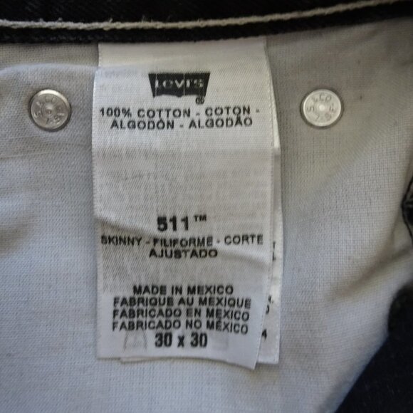 Levi's 511 Skinny Jeans Men's Size 30x30 Black Denim Cotton - Picture 8 of 8